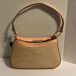 Nanette-Lepore Barri Baguette Peach Embossed Logo NWT Vegan Leather